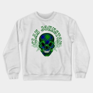 Scottish Clan Johnston Tartan Celtic Skull Crewneck Sweatshirt